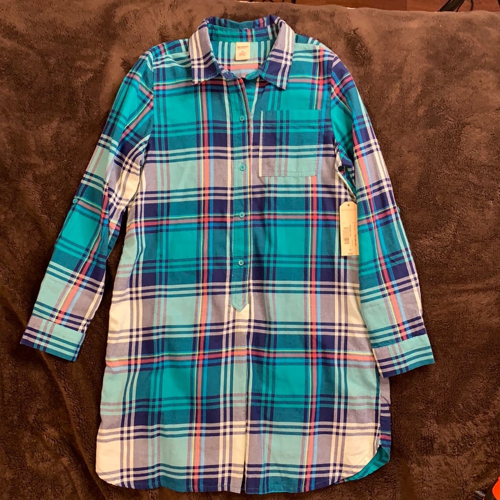 Girls Teal Plaided Dress